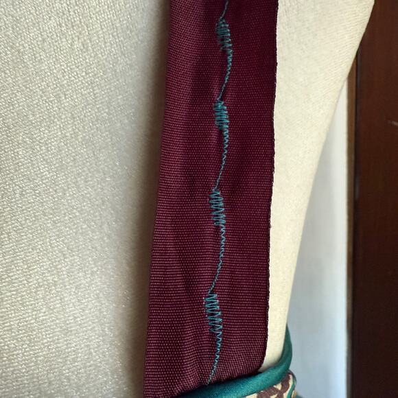 Y2K Vintage TUFI DUEK | Blue Floral Print Silk Empire Waist Dress | Size 6 / 40 - Picture 5 of 7